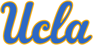 A blue and yellow logo for ucla.